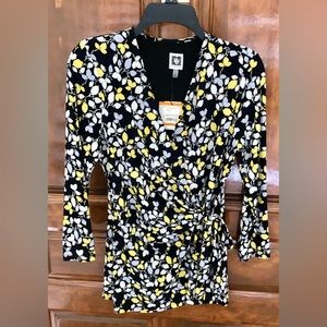 Ann Klein faux wrap blouse